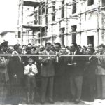 Emilio Colombo e Alcide De Gasperi, inaugurano Rione Passarelli, Matera, 1950